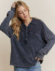 Navy mineral wash Henley sweater