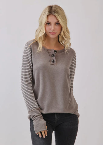 7th Ray stripe contrast button front top