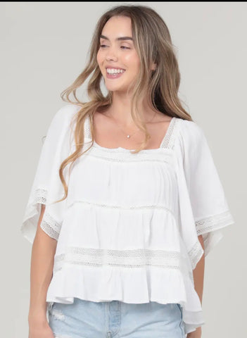 Lace trim square neck top