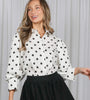 Black & white polka dot button down