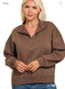 Curvy Brown fleece half zip sweatshirt