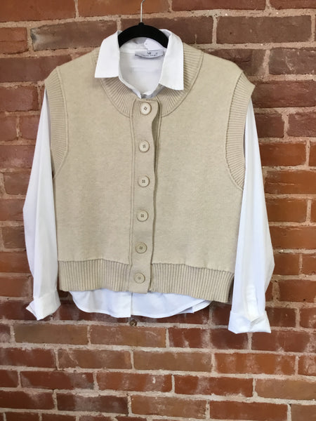 Aaron and Amber Cream Sweater Vest