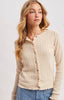 Natural button down ruffled hem sweater