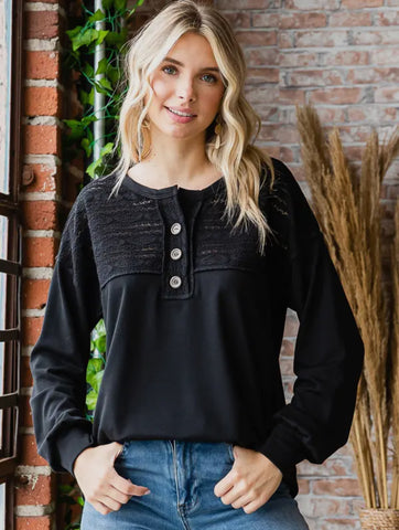 7th Ray black button top