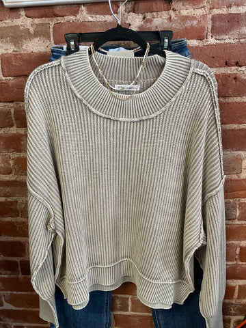 Zenana mineral wash tan sweater