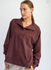 Dark cherry quarter button pullover