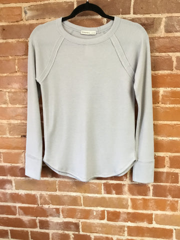 Light Grey Zenana Waffle Knit Longsleeve