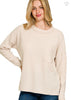 Sand beige ribbed pocket sweater
