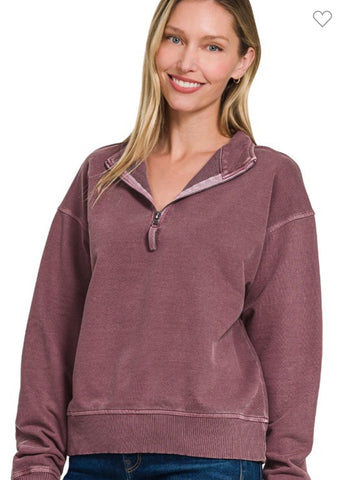 Eggplant half zip sweatshirt