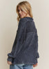Navy mineral wash Henley sweater