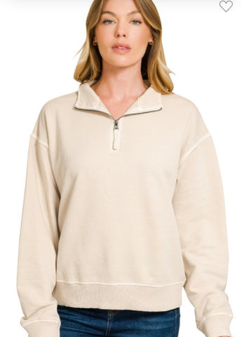 Cream half zip sweatshirt