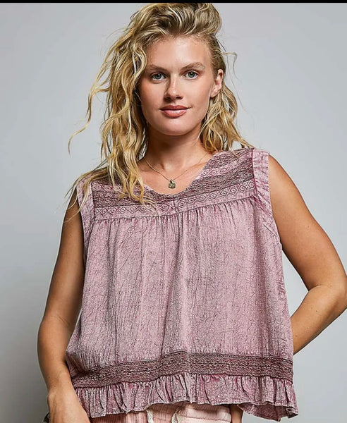POL V-neck open back top