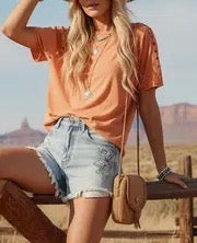 Orange mineral wash top