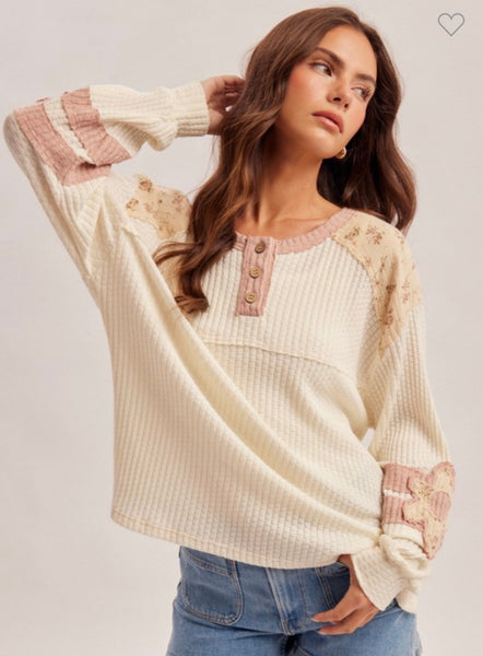 Hem & Thread floral Henley top
