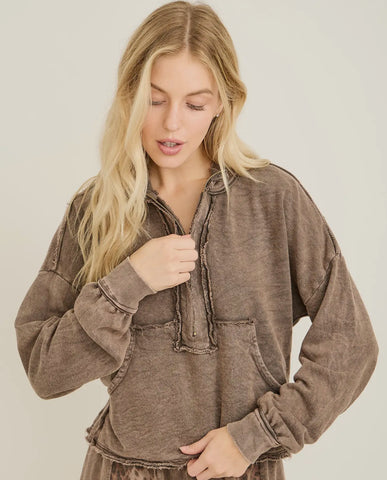 Ash oak J Her sweatshirt w/front half zipper