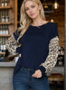 Navy/leopard basic top
