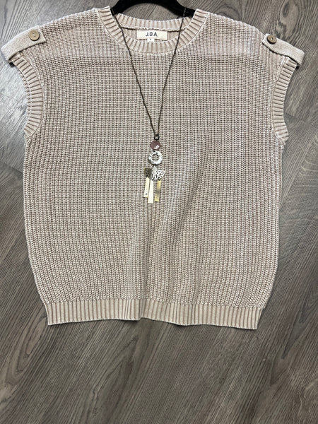 Taupe mineral wash sweater w/back detail