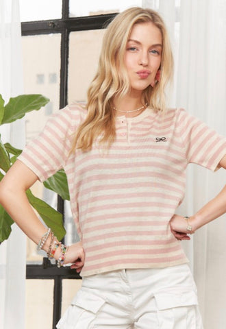 Pink & white striped top