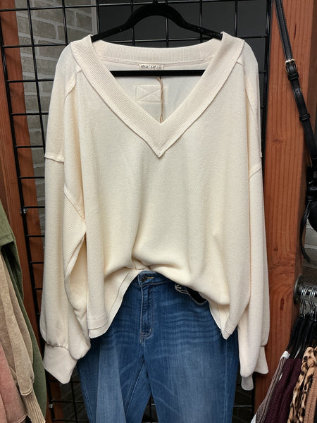 Cream New In V-neck Longsleeve