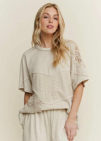 J her Cream crochet top