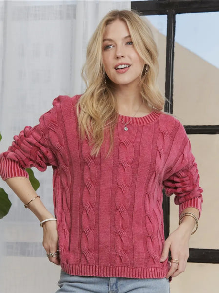 Red mineral wash sweater