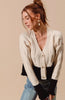 Oatmeal/black button down sweater