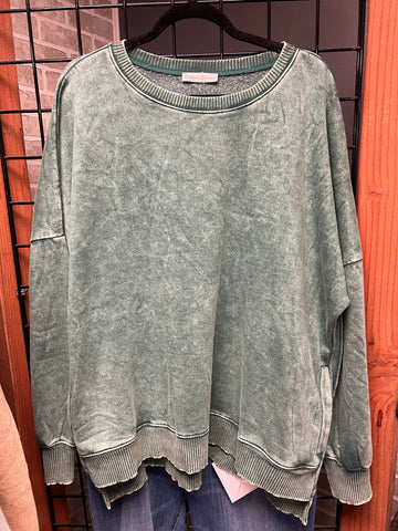 Curvy Dark green sweatshirt w/pockets