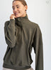 Olive ribbed quarter zip sweatshirt