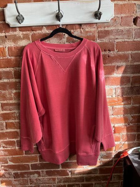 Tangerine zenana crewneck w pockets
