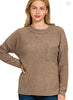 Mocha ribbed sweater w/pocket