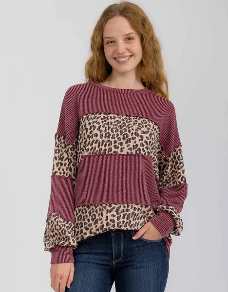 Burgundy color block top