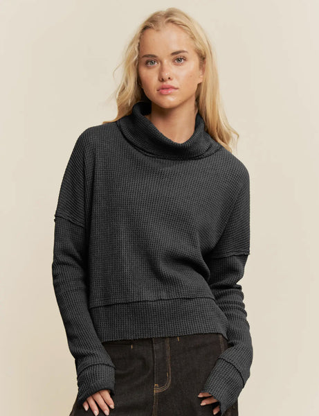 Davi & Dani waffle cowl neck