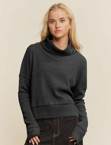 Davi & Dani waffle cowl neck