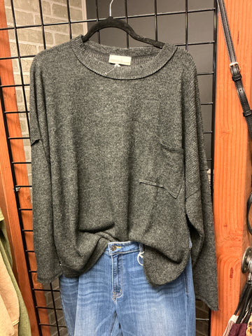 Dark Grey Zenana Light Weight Sweater