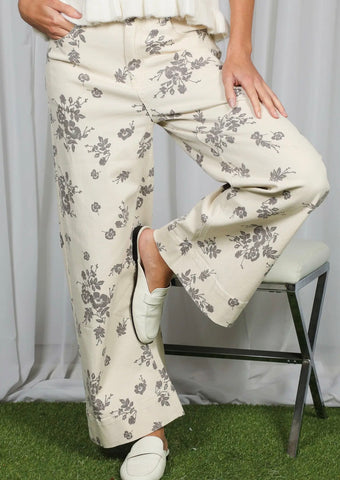 Vine & love floral printed pants