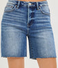 Risen high rise raw hem shorts