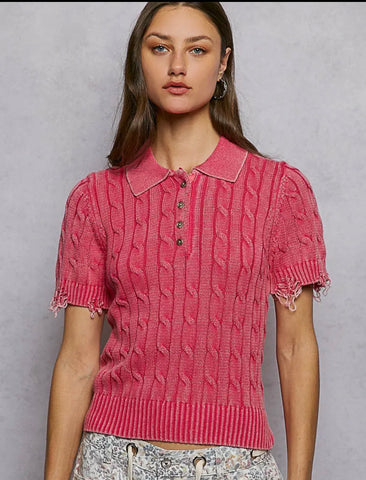 POL cable weave light sweater