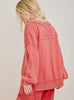 Red mineral wash vneck sweatshirt