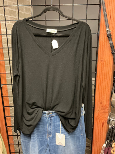 Black Zenana V-Neck Longsleeve