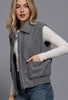 Grey notched collar zip up vest