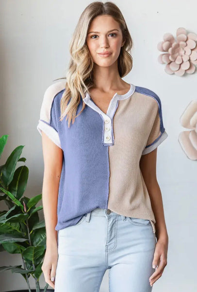 7th Ray color block top