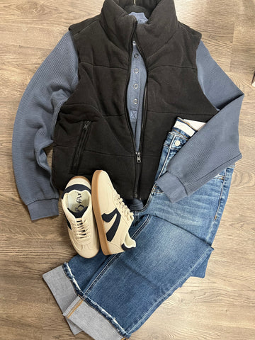 Black mineral wash vest