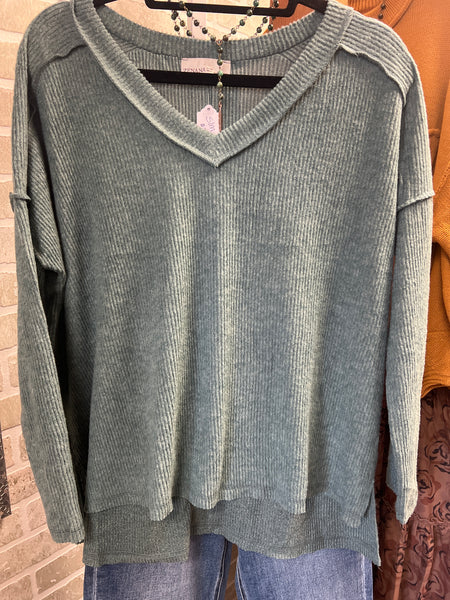 Dark green v-neck top