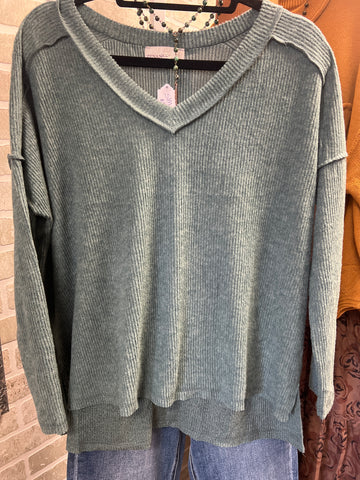 Dark green v-neck top