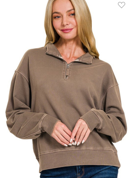 Brown half zip sweatshirt