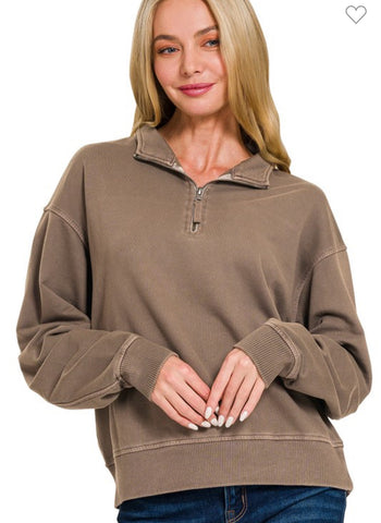 Brown half zip sweatshirt