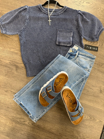 Navy blue mineral wash sweater