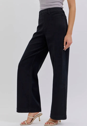Black cello high rise wide leg pant