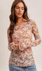 Floral printed mesh top