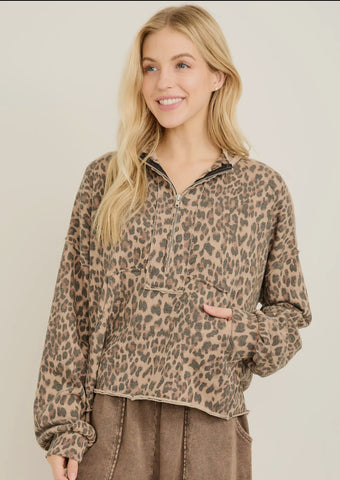 Mocha JHer zip pocket sweatshirt